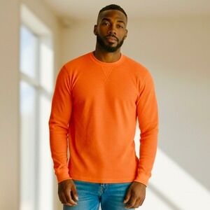 Essential by Seven Apparel Men's Orange Waffle Knit Thermal Shirt Size 2XL NWT